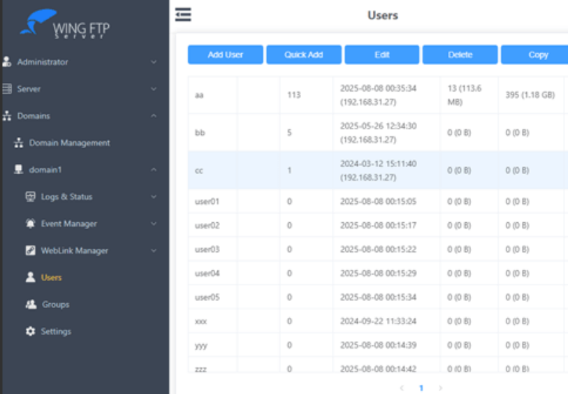 Wing FTP Server screenshot