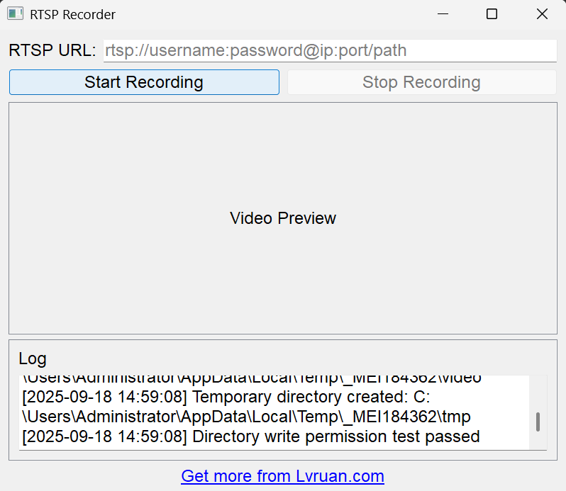 RTSP Recorder Tool screenshot
