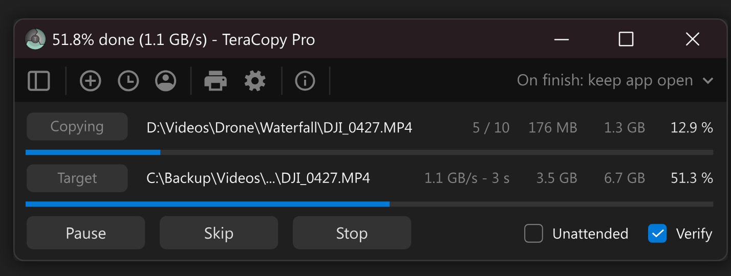 TeraCopy screenshot