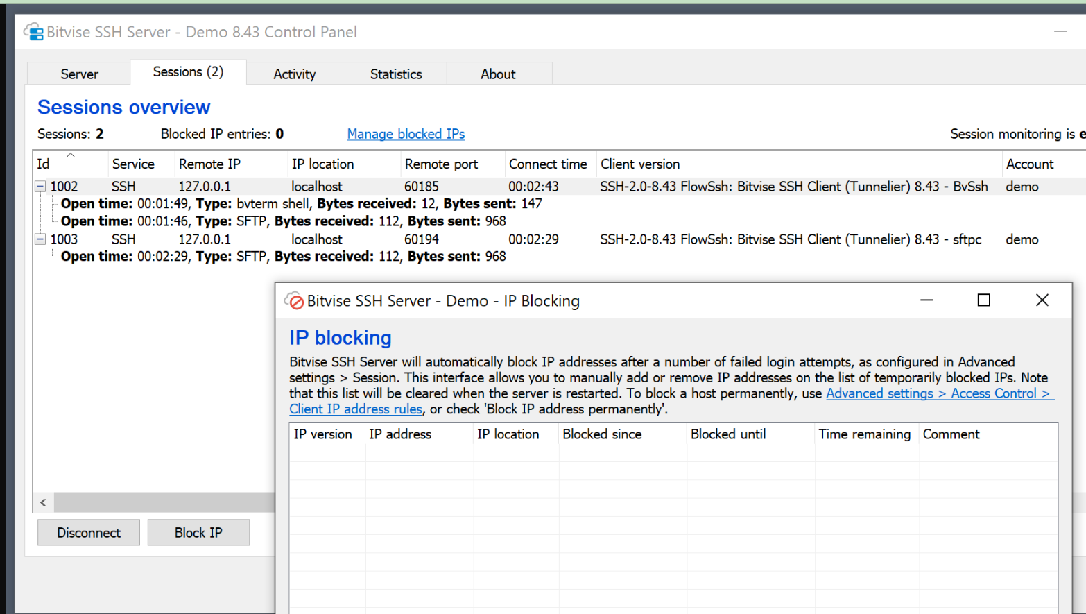 Bitvise SSH Client screenshot