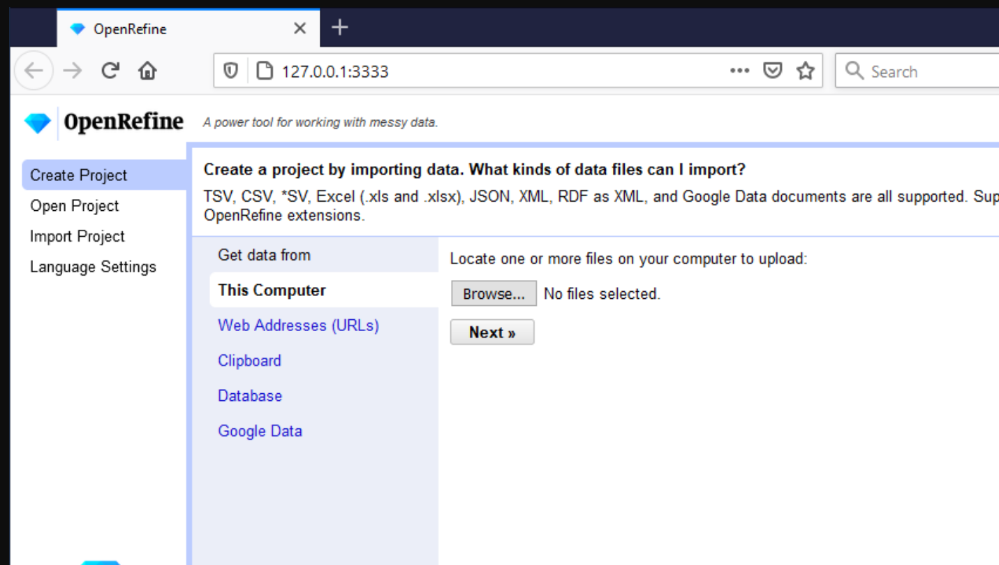 OpenRefine screenshot