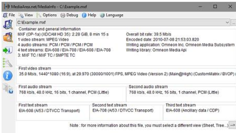 MediaInfo screenshot