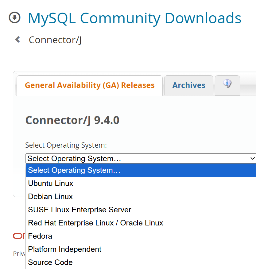 MySQL Connector/J screenshot