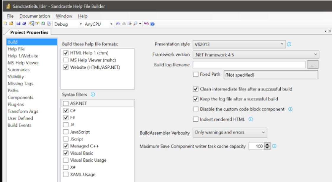 Sandcastle Help File Builder screenshot