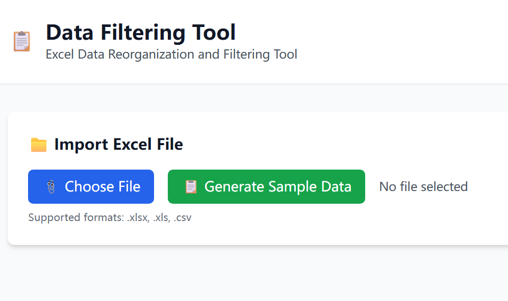 Excel Data Filtering Tool screenshot