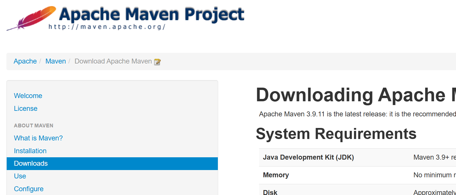 Apache Maven screenshot