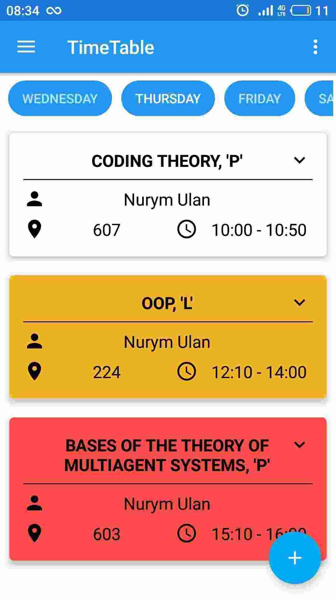 Timetable screenshot