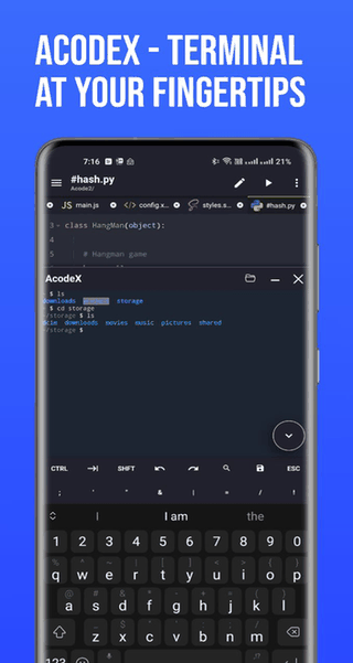 Acode editor screenshot
