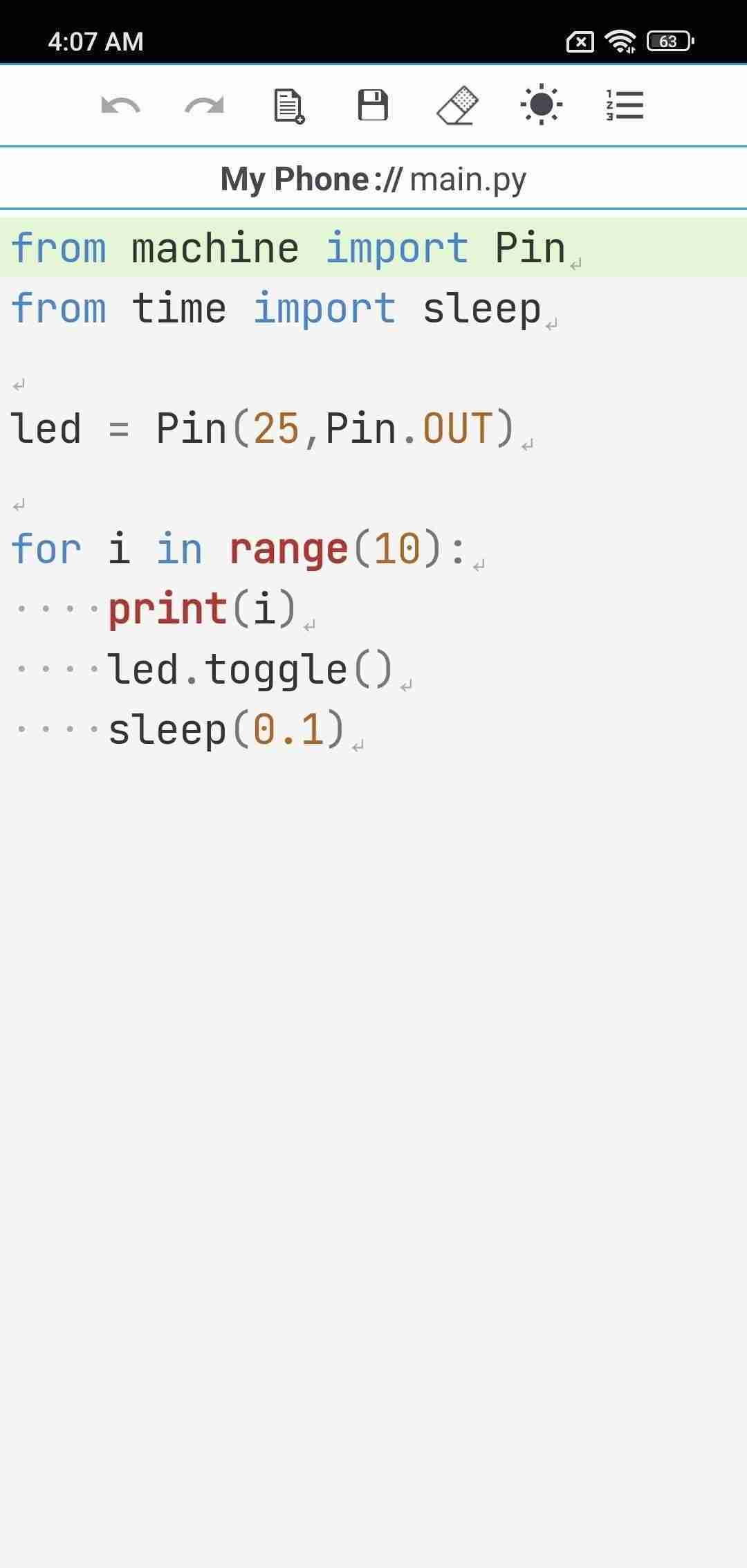 Micro REPL screenshot